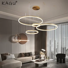 

Minimalist Modern Led Chandelier Home Lighting Brushed Rings Ceiling Mounted Chandelier Lighting Hanging Lamp Gold&Black color