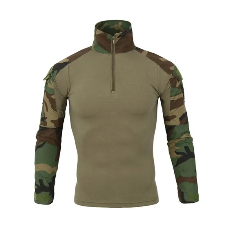 

HEFLASHOR Autumn Winter Male Tshirt Military Uniform Camouflage Combat-Proven Shirts Rapid Tight Long Sleeve Shirt Battle