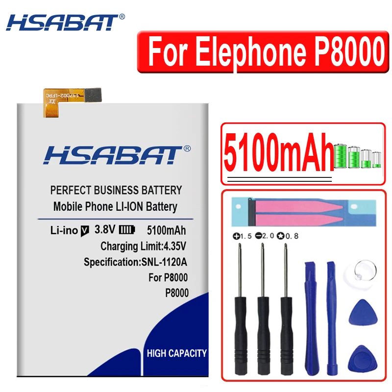 HSABAT Новинка 5100 мАч батарея для Elephone P8000 батареи