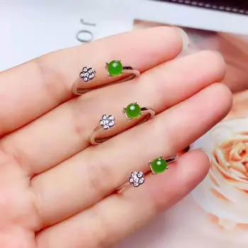 

Natural And Real Jade Ring Stone Rings Solid 925 Silver Gemstone Ring