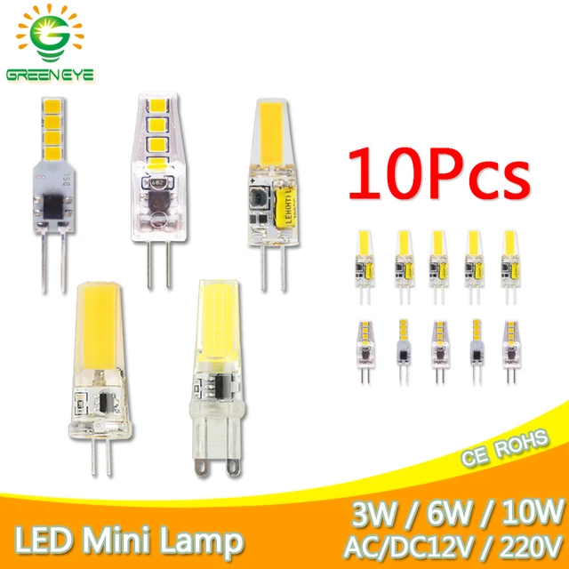 5Pcs COB G4 Bulb LED 6W LED Lamp Crystal LED Light Lampara 220V AC/DC 12V  Ampoule LED Bulbs Replace Halogen Lamps (Color : Cold White, Size : G4 220V