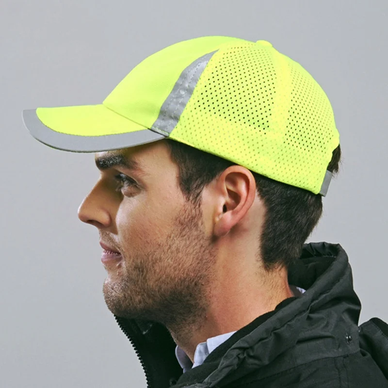 

High Visibility Reflective Baseball Cap Yellow Safety Hat Work Safety Helmet Outdoor Hat Reflective Breathable Mesh Hats