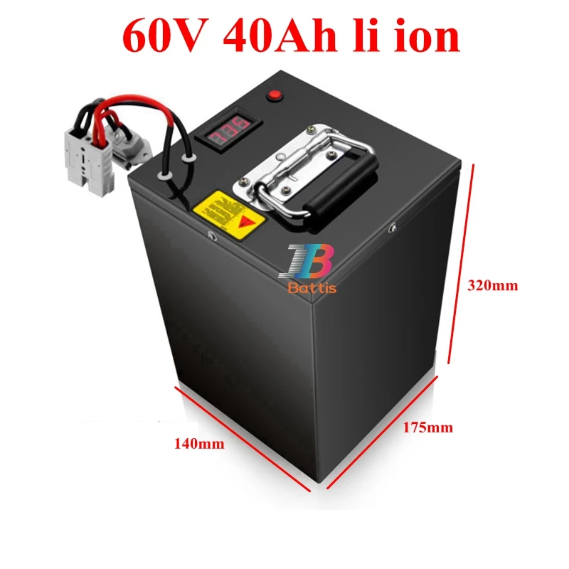 Водонепроницаемый 60v 40ah литий-ионный аккумулятор BMS Li-ion для 4000W 3000W трехколесный велосипед Скутер велосипед мотоцикл go cart+ 5A зарядное устройство