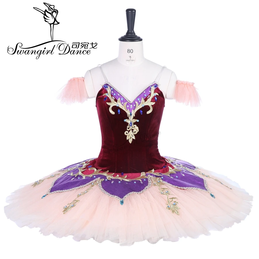 professional nutcracker ballet tutu costume burgundy beige fairy classical ballet tutu costume dress BT9261