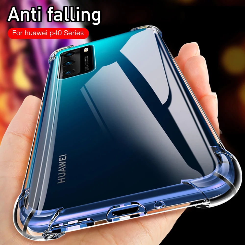 Şeffaf yumuşak kılıf için huawei p40 pro p30 p20 ışık huawei huawei huawei p 20 30 40 lite E darbeye dayanıklı telefon kapak coque kılıfları