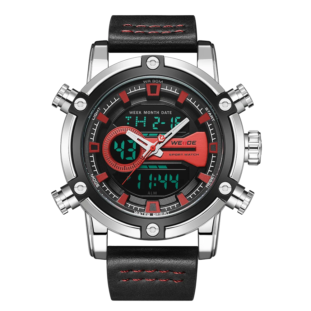 WEIDE часы мужские новые европейские роскошные мужские спортивные деловые Кварцевые Мужские Аналоговые Цифровые часы с ЖК-дисплеем и календарем несколько раз мужские часы - Цвет: WH9603-9C