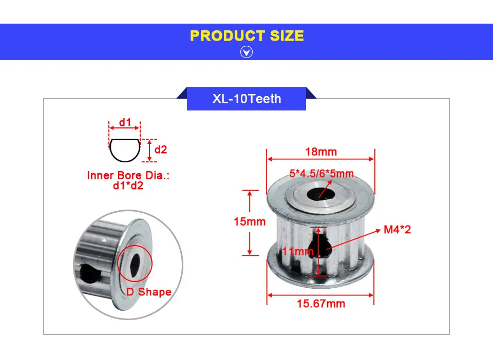 LUPULLEY XL 10 зубьев D форма отверстие зубчатый шкив внутренний диаметр отверстия.: 5x4,5/6x5 мм для ширины ленты 11 мм XL 10T CNC шкивы синхронизации