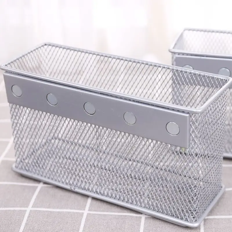 Durable Refrigerator Wire Mesh Magnetic Basket Storage Box Pen Makeup Organizer