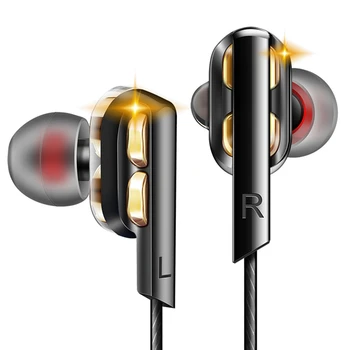 

QKZ AK4 In-Ear 3.5mm Wired Dynamic Headphones 4 Unit Monitoring Level Noise Reduction HIFI Headphones for Phones