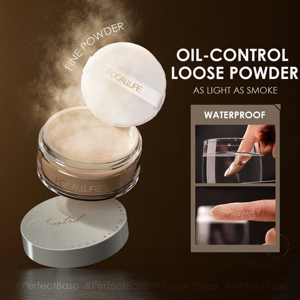 FOCALLURE Oil-Control Loose Powder Poreless Matte Face Finish Setting Professional Womens Cosmetics Mineral Face Powder