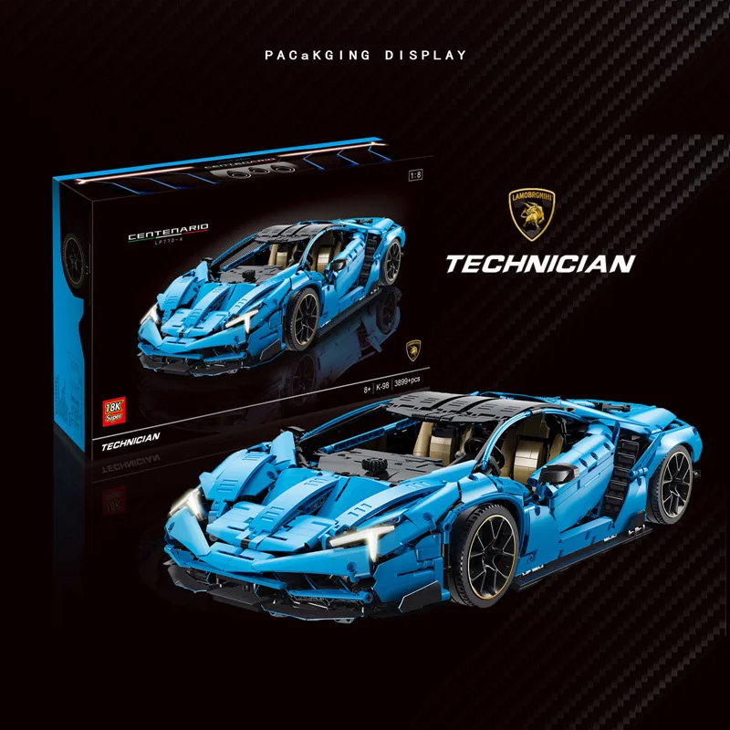 Супер 18k MOC 39933 Гоночная машина Lamborghinis blue century из коровьей кожи с оригинальной