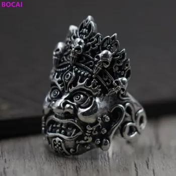 

BOCAI Thai silver rings for men s925 sterling silver create ring opening retro old men Mahakala Ring pureg Silver Jewelry