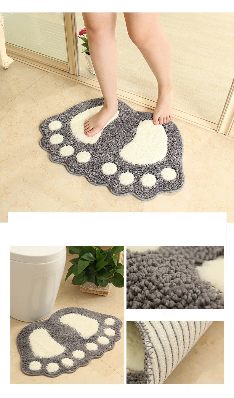SunnyRain 1-Piece ковер в форме ног ванная комната пушистые моющиеся коврики