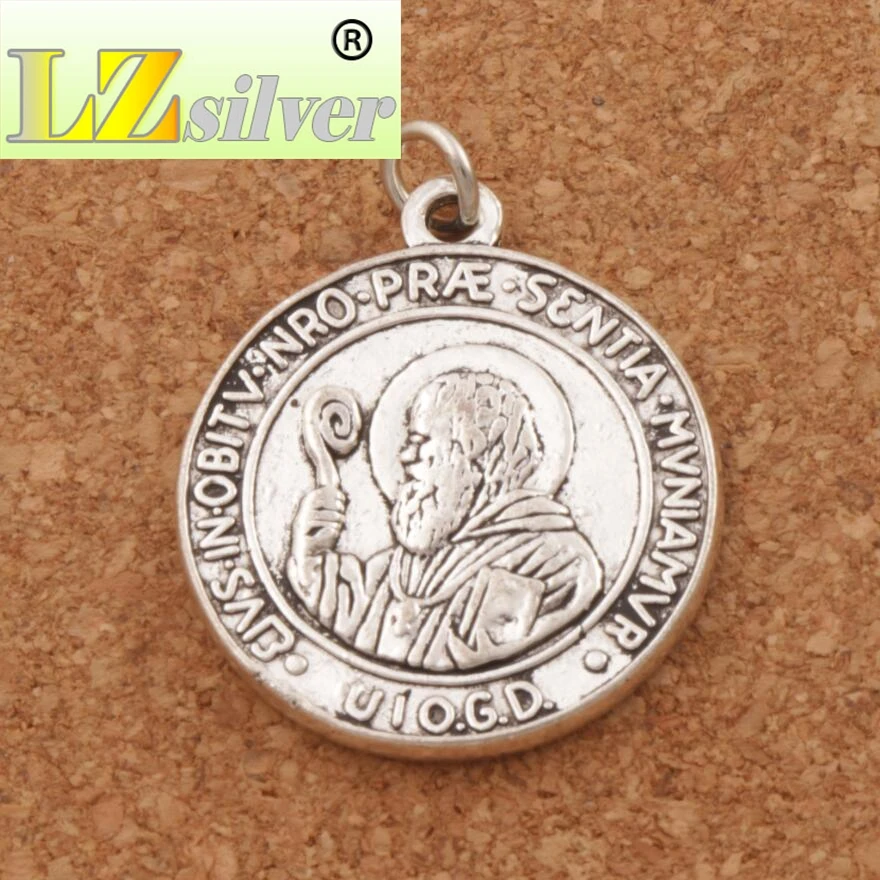 Saint St Benedict Patron Medal Cross Charms Pendants T1657 28x24.5mm 40pcs zinc alloy Pendant