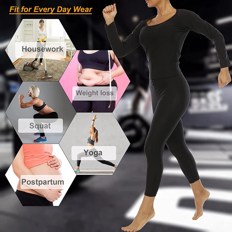 Women Slimming Sweat Shirts Body Shaper Sauna Suits Thermo Trousers Long Sleeve Waist Trainer Arm Trimmer Shapewear Workout Belt
