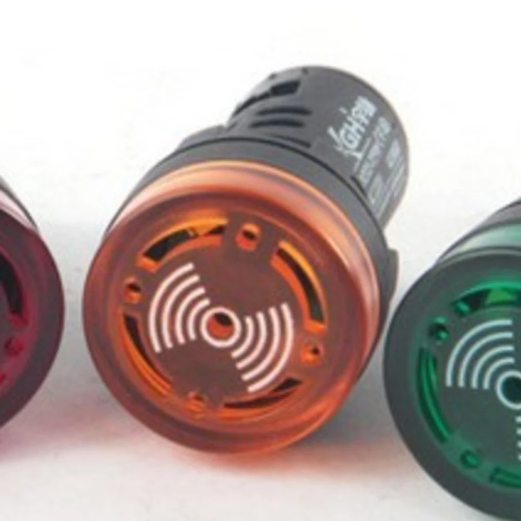 1PC AD16-22SM 220V 22mm Flash Signal Light Red LED Active Buzzer Beep Alarm Indicator Yellow Panel Mount Universal
