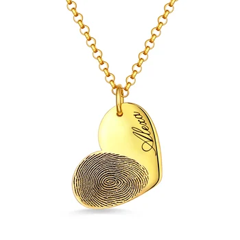 

AILIN Personalized Female Fingerprint Heart Necklace With Name In Gold Memorial Jewelry For Her Special Gift For Girlfriend