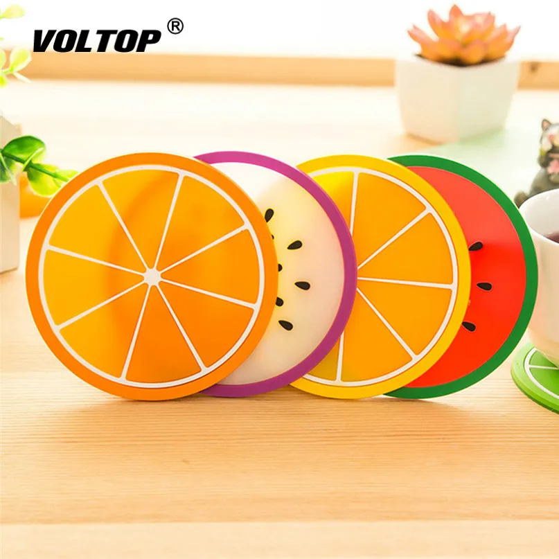 

Fruit Coaster Colorful Silicone Drinks Cup Holder Mat Tableware Placemat Car Mat Universal Accessories
