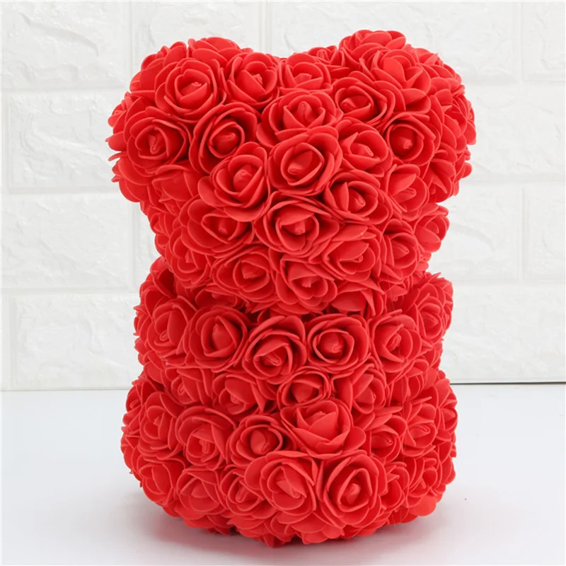 25cm Cute Rose Bear Artificial Flowers Foam Rose Flower Artificial Christmas Gifts for Women Valentine's Day Gift PE Bear