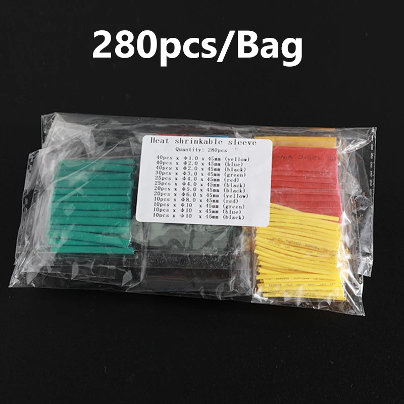 280PCS Car Wire Connector Shrinking Assorted Heat Shrink Tube Polyolefin Auto Motorcycle Wire Cable Insulated Sleeving Tubing