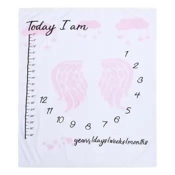 

Baby Photo Background Cloth Polyester Fiber Pink Wings Clouds 100-Day-Old Photographic Props Height Measurement Cloth