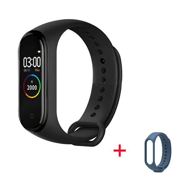 with deep blue strap Дешевый цветной смарт-Браслет фитнес-трекер браслет Pulseira часы Smartband для IOS/Xiao mi/Honor PK mi Band 3/4 Not Xio mi 5 - Цвет: with deep blue strap