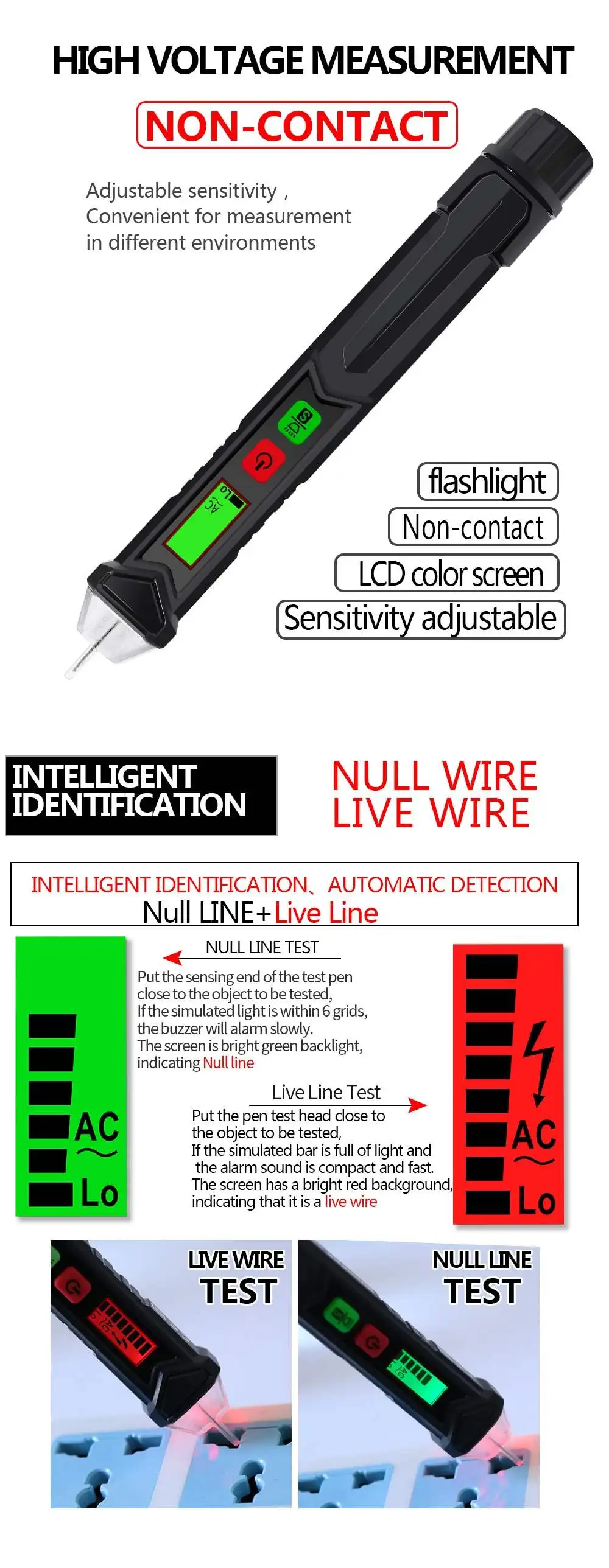 HT106B розетка тест er цепи полярности детектор напряжения УЗО тест ЕС/Великобритания/США Разъем ET8900 Бесконтактный тест напряжения er ручка