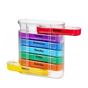 

28 Grids Pill Storage Box Colorful Kit Portable Pill Dispenser With Stackable Pill Container Colored Portable Pill Box