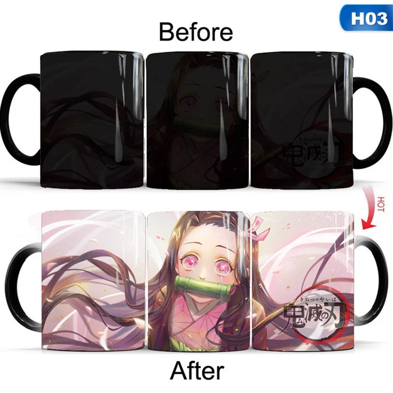 Аниме Demon Slayer: Kimetsu No Yaiba Термочувствительная кружка меняющая цвет мультфильм аниме кофейные чашки