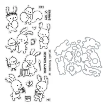 

Cutting Dies+Seal Stamp Rabbit DIY Scrapbooking Embossing Card Crafts Decor 95AA