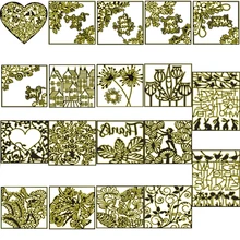 Mots artistiques fleurs emboîtables, bordures carrées, matrices de découpe en métal, creux, cœur, cadre Architecture, modèle de fabrication artisanale