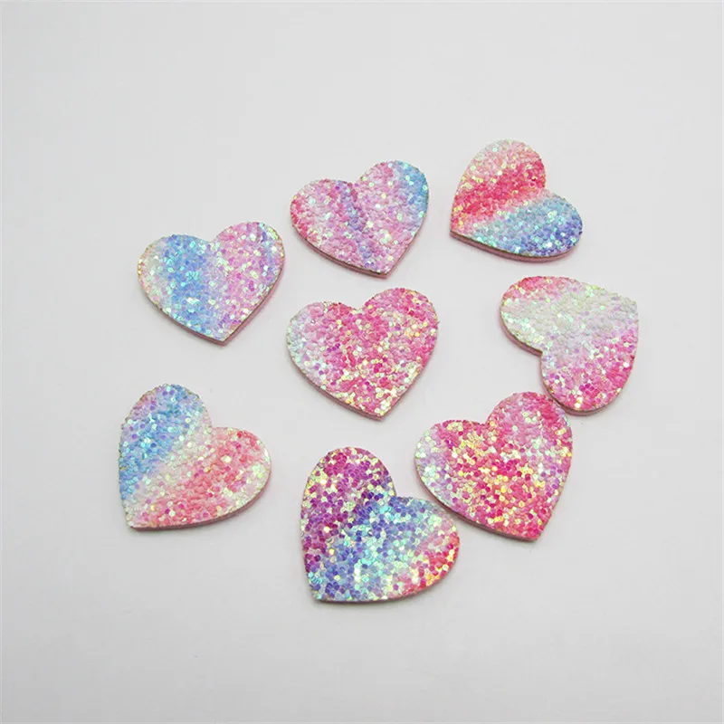 Heart 02 10-80 шт радужные блестящие звезды/Сердце/нашивки "Корона" аппликации DIY ремесленные принадлежности Basteln детские заколки для волос Аксессуары материал - Цвет: Heart 02