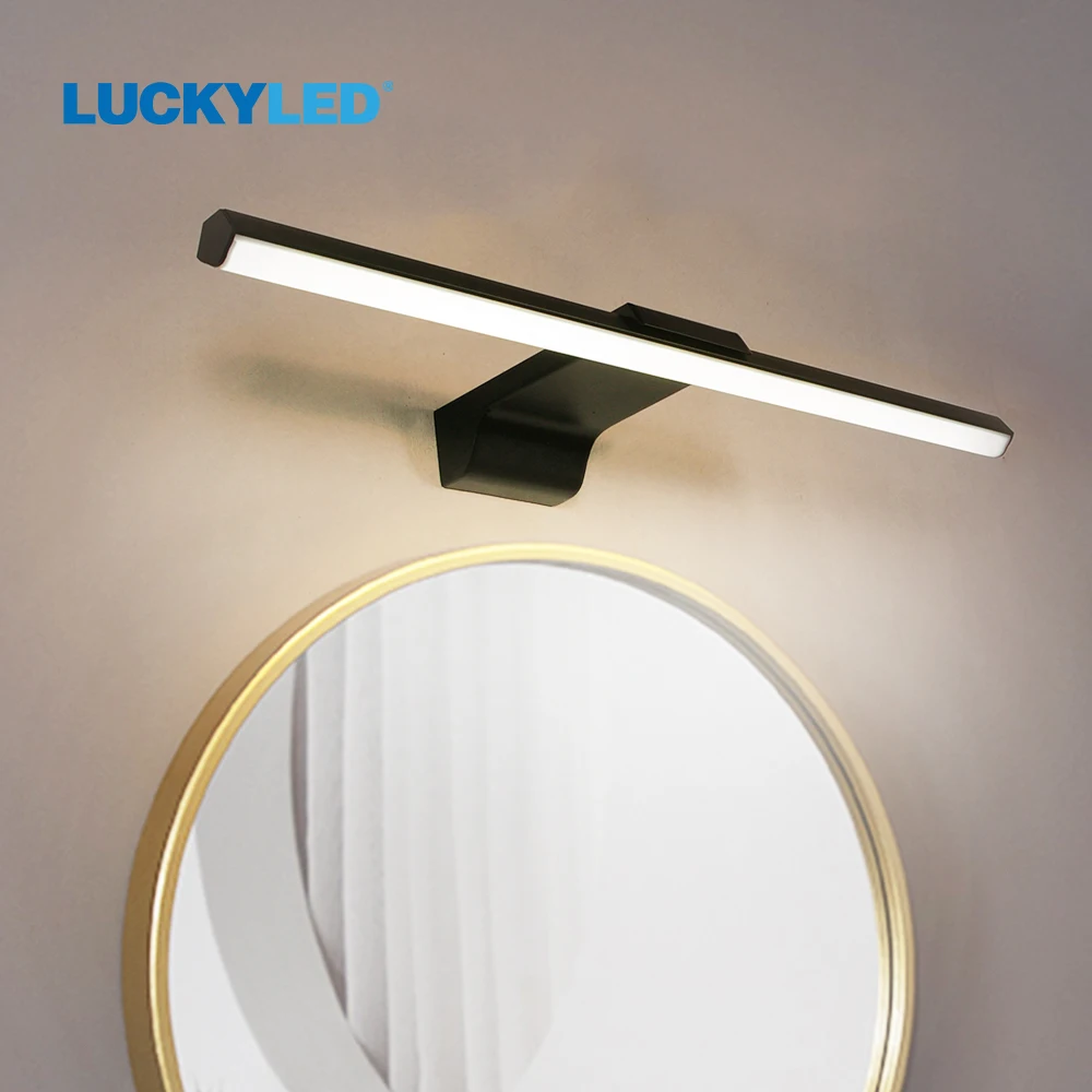 LUCKYLED Modern Led Wall Lamp Led Bathroom Mirror Light 8W 12W AC85-265V Sconce Wall Light Fixture 3 Color Dimmable for Home