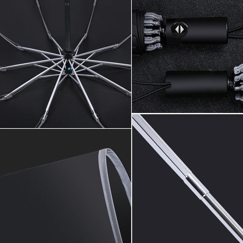 Бизнес-зонт, мужские черные ветрозащитные 10K Автоматические Складные складные зонты с обратным отражением, женский зонт для гольфа, идеи подарка