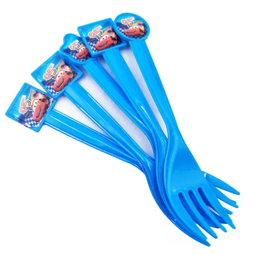 forks 10pcs 6 шт./компл. 7 дюймов DISNEY Молнии МакКуина из мультфильма пластина товары для детской вечеринки детская День рождения украшения для праздника и сувениры - Цвет: forks 10pcs