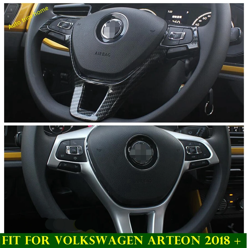 

Car Steering Wheel Button Decoration Frame Cover Trim ABS Matte / Carbon Fiber Look Fit For Volkswagen Arteon 2018 2019 2020