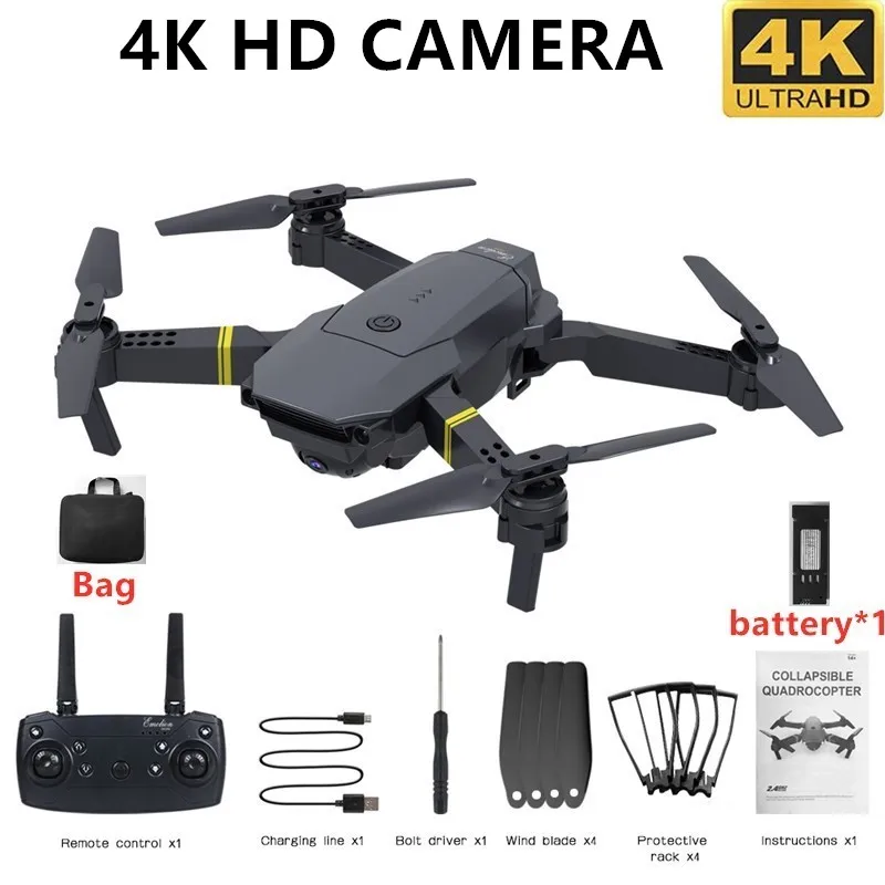 HJHRC JY019 Wi-Fi FPV с широкоугольной камерой 4K HD, режим удержания высоты, складной рычаг, Радиоуправляемый квадрокоптер, Дрон Pro RTF Drone VS E520S E58 - Цвет: 4K 1Battery with bag