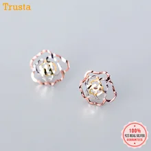 Trusta новые 925 пробы Серьги серебристого цвета; бижутерия модные серьги-гвоздики любовь подарок для девушек жены леди DS1425