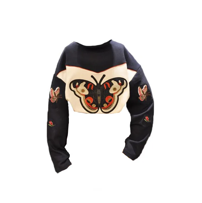 

In The Early Autumn of 2019 The New Women Embroidered Butterfly Cloth Cover Long-sleeved Protective Clothing Sweatshirt Women