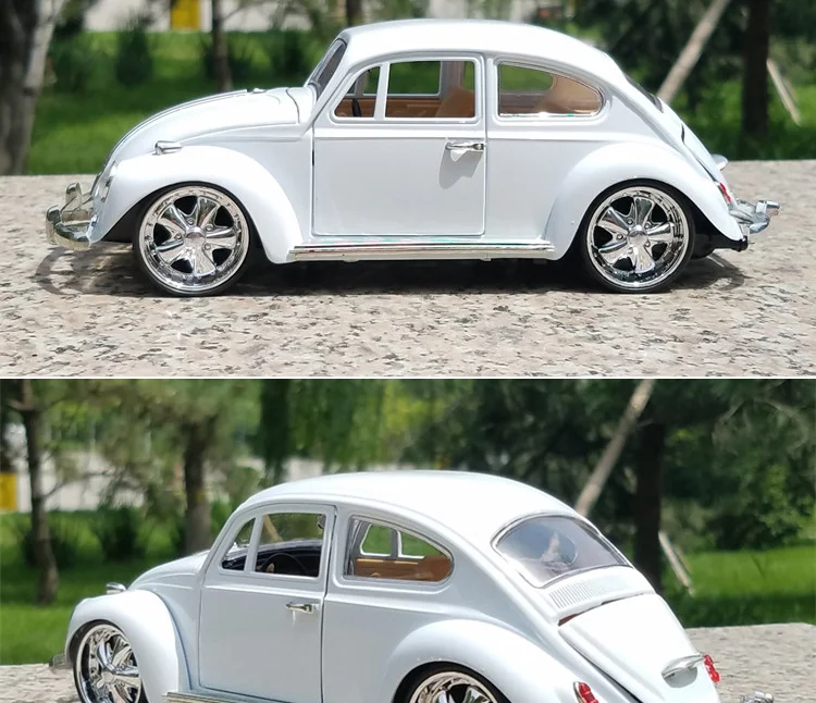 1:18 винтажная модель автомобиля из сплава Volkswagen Beetle Золотая черепаха модель автомобиля четыре двери открытая коллекция подарков руль передний