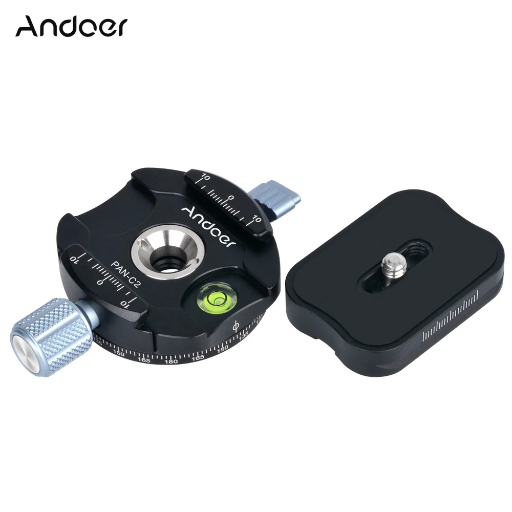 Andoer PAN-C1 панорамный штатив головка Зажим адаптер алюминиевый сплав с быстроразъемной пластиной для Arca-Swiss как стандарт QR пластины - Цвет: Синий
