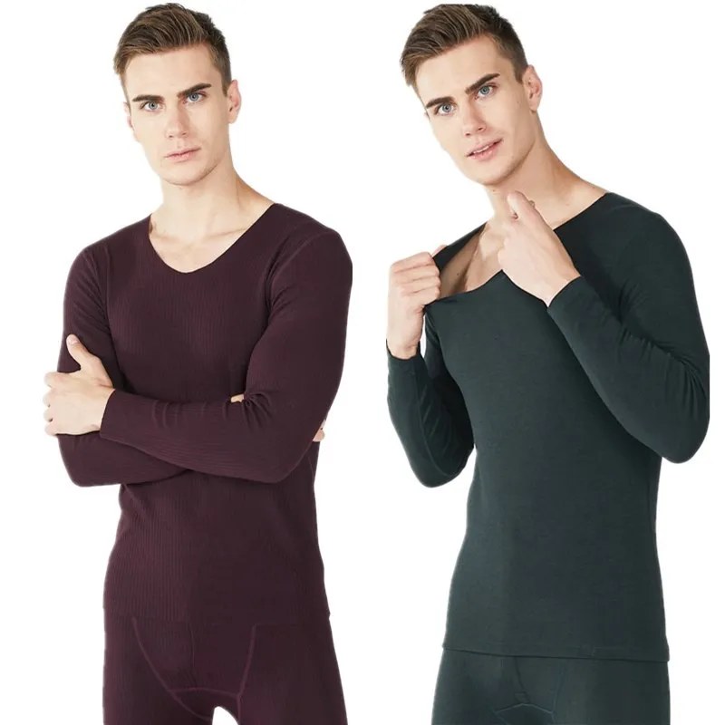 Men Winter Warm Thickened Underwear Velvet Thermal Undershirts Suits