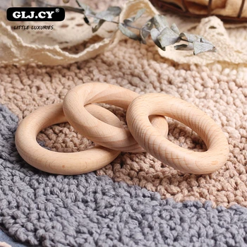 

5pcs Wood Teething Rings 40/55/60mm Baby Toys Beech Baby Teethers Accessories For Baby Necklace Bracelet Making DIY