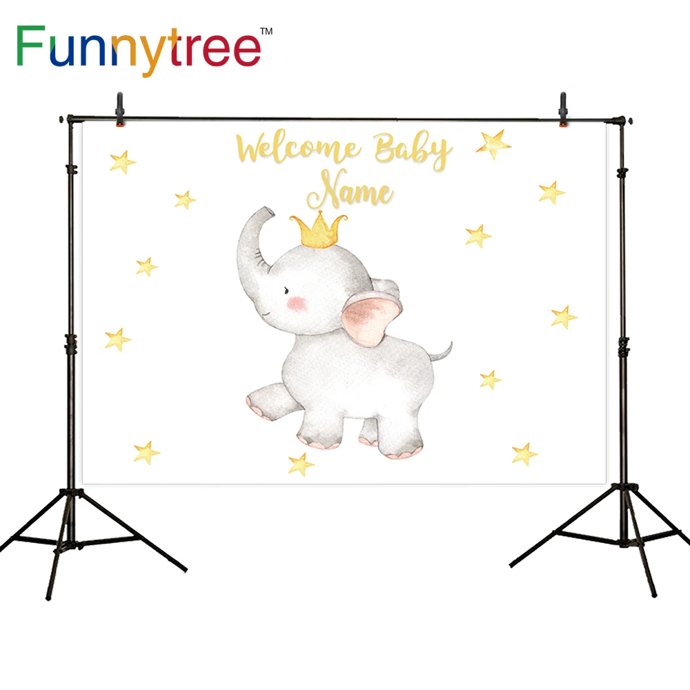 Фон Funnytree для детской фотосъемки с изображением слона короны звезд вечеринки дня