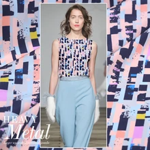 На заказ шелк двойной креп ткань Европа и Америка показать модели цифровой струйный Летняя шелковая одежда платье двойной креп ткань