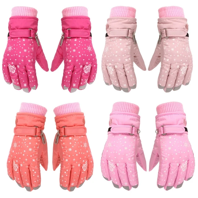 1 Pair Baby Girls Winter Thicken Warm Gloves Windproof Children Skiing Cycling Gloves for Kids Outdoor Sports Mittens 1