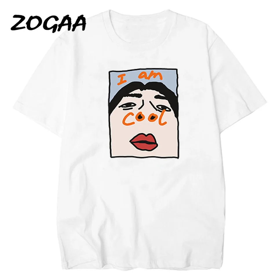 Мужская футболка с воротником ZOGAA I Am Cool удобная хлопковая Ulzzang корейский стиль