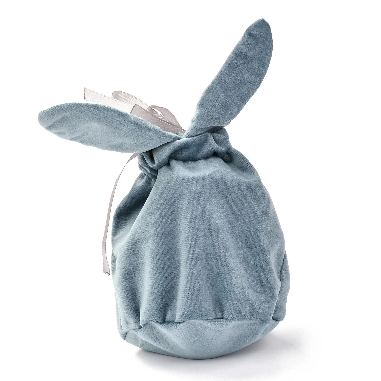 10 Sets Rabbit Bunny Ears Ribbon Flannelette Drawstring Bag For Easter Valentine's Day Candy Chocolate Jewelry Packing Gift Bags
