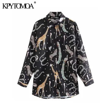

Vintage Stylish Animal Print Loose Blouses Women 2020 Fashion Lapel Collar Long Sleeve Female Shirts Blusas Chic Tops