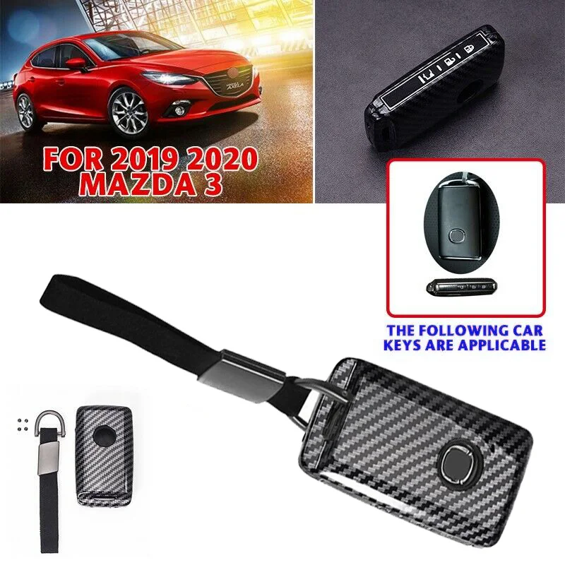 

2020 Black Sedan Zinc Alloy Smart Automobile Key Case Cover For Mazda 3 Hatchback With Carbon Fiber Appearance